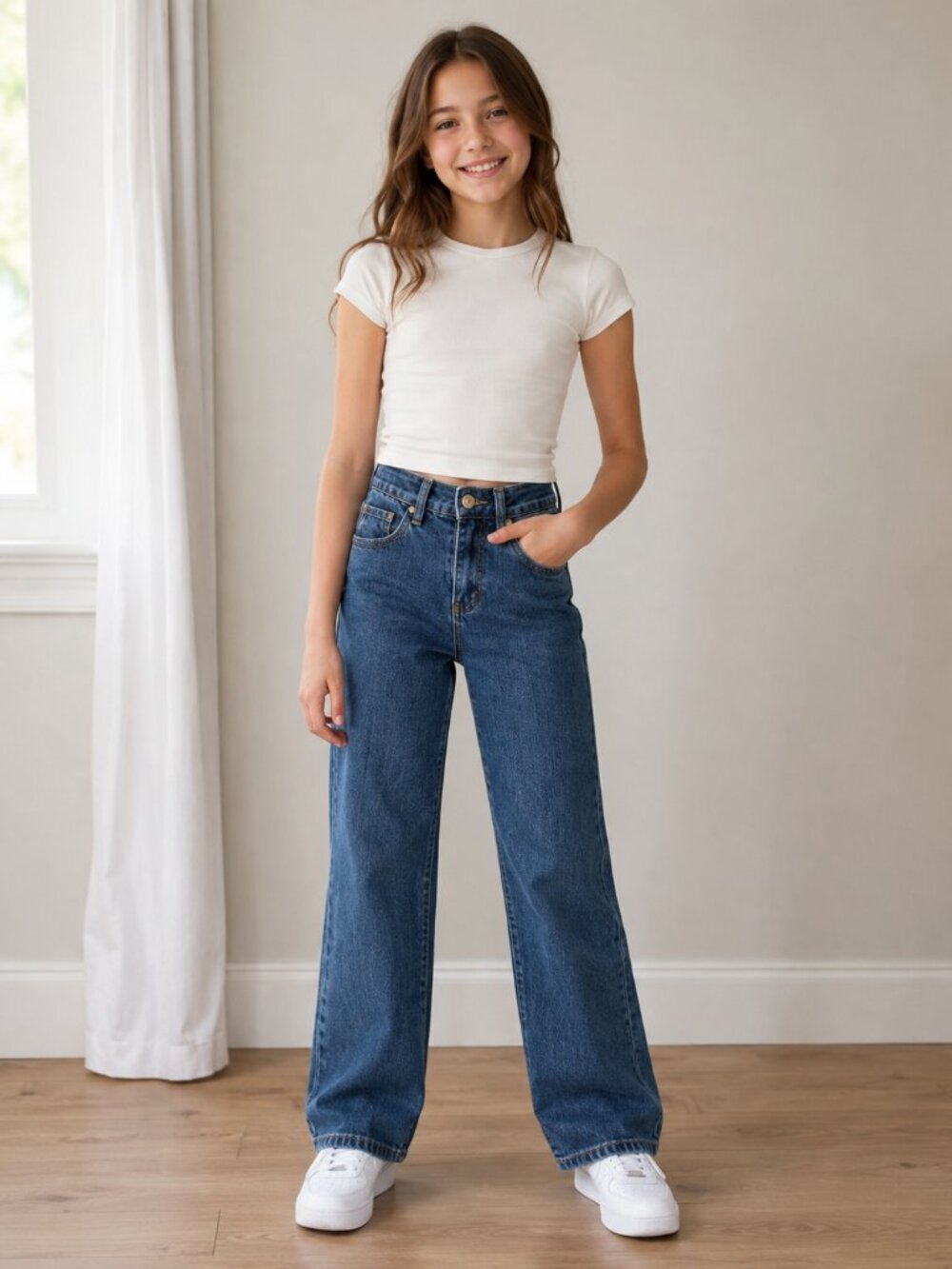 Girls Size 14 Medium Wash Straight Leg Jeans